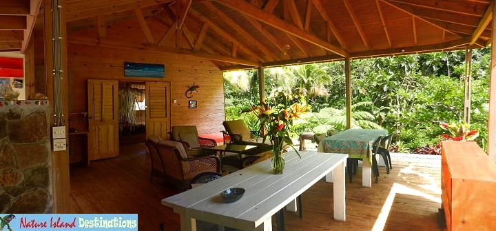 BananaLama cottage open lounge dining area